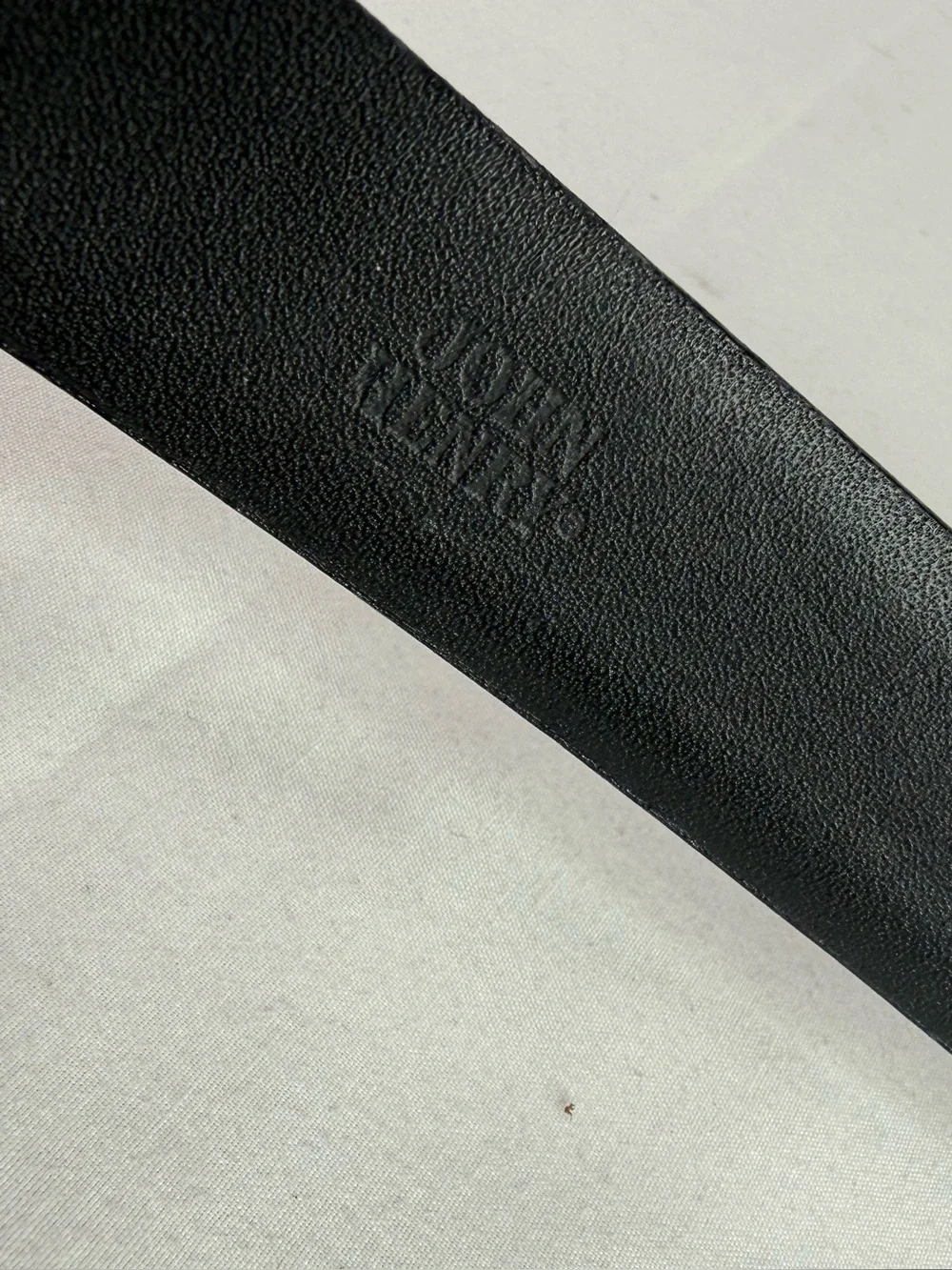 John Henry Gray Leather Dress Belt Gold Buckle Size 34
